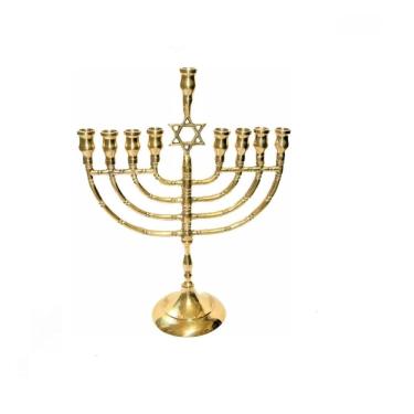 Imagem de Candelabro 9 Velas Bronze - Menorá - Israel 27X21 Cm