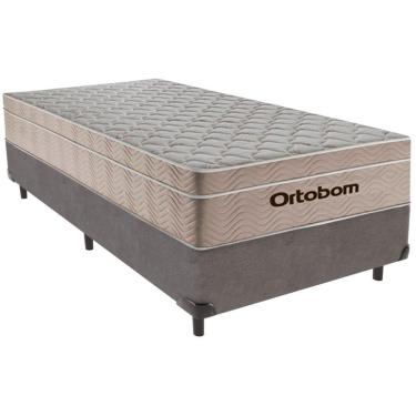 Imagem de Cama Box Solteiro Cinza+colchão Airtech Molas Ortobom