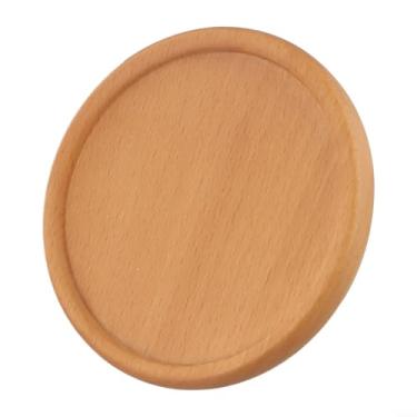 Imagem de Conjunto de porta-copos de madeira – porta-copos de nogueira preta natural, jogo americano isolado redondo e quadrado para copos, decoração de cozinha doméstica de 8,8 cm (1#)