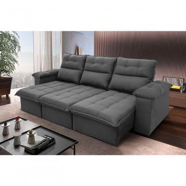 Imagem de Sofá Retrátil Reclinável Verona 2,30m Suede Velut Cinza Molas No Assento - King House