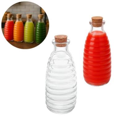 Imagem de Garrafa de Vidro Colmeia Com Tampa Rolha P/ Bebidas 270ml - Lyor