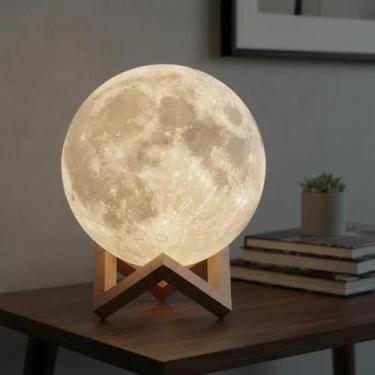 Imagem de Abajur Infantil Lua Cheia 3D 7 Cores USB Touch Luz Noturna - Yeet