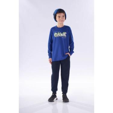 Imagem de Calça Moletom Infantil Menino Pulla Bulla Ref. 49763, Azul marinho, 10