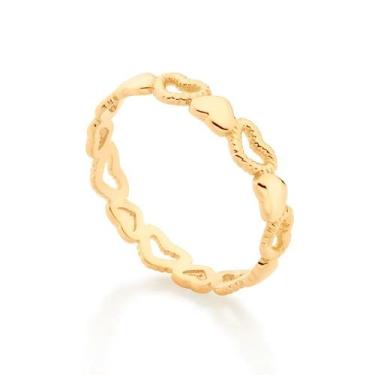 Imagem de Anel Rommanel Fino Skinny Corações Vazados 513059 310024, 26, Dourado