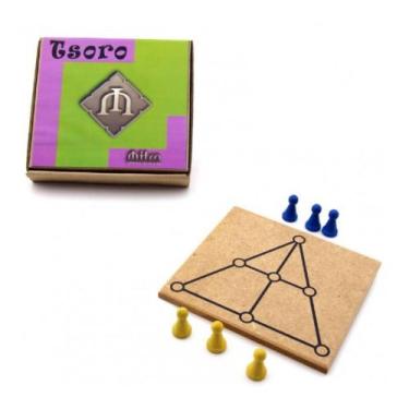 Imagem de Mini Jogo de Tabuleiro Estratégia Tsoro Brinquedos Educativos Madeira 