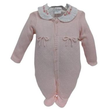 Imagem de Macacão Longo Luxo Bebê Menina Malha Tricot Paraiso Rf 14520, Rosa pas