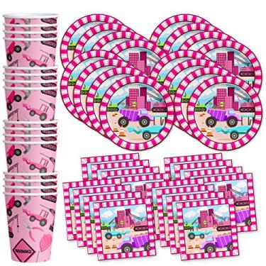 Imagem de Conjunto de suprimentos para festa de aniversário Galore Girl para festas de aniversário conjunto de pratos guardanapos copos kit de mesa para 16 anos