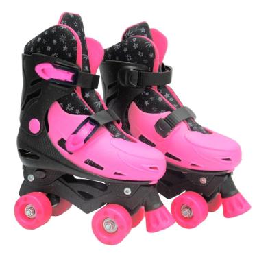 Imagem de Patins Quad Roller 4 Rodas Pink Rosa Ajustável