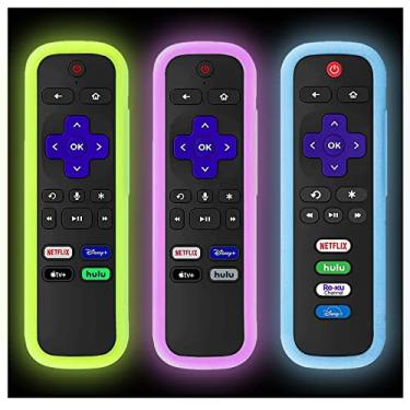 Imagem de Gavyqier Pacote com 3 capas para controle remoto Roku | TCL | Controle remoto Hisense Roku | Capa protetora universal de silicone para Roku Express 4K+ 2021 | Roku Streaming Stick 4K 2021 Capa que