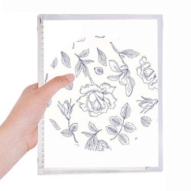 Imagem de Caderno de folhas de rosas pintadas à mão, caderno de flores com folhas soltas e diário recarregável