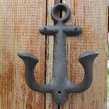 Imagem de GUIPAIHAI Gancho de parede de ferro fundido rústico com 2 cabides estilo europeu rústico feito à mão para decoração de parede de casa suporte de metal resistente (cor: A)