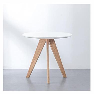 Imagem de Mesa de bar alta mesa de bistrô mesa de jantar redonda de madeira maciça moderna mesa de jantar redonda simples conveniente cozinha jantar restaurante cafeteria (tamanho: 30 x 35 cm, cor: branco)