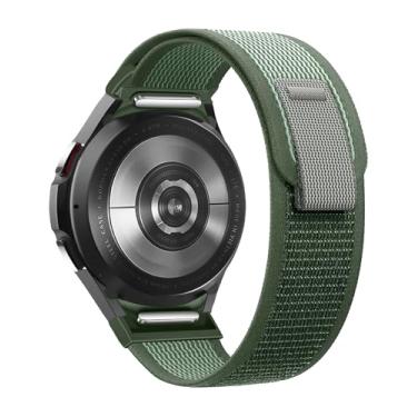 Imagem de BlackPro Pulseira esportiva de nylon compatível com Samsung Galaxy Watch 6 5 4 de 40 mm e 44 mm/Watch 4 6 Classic de 43 mm e 47 mm, sem lacunas (verde militar)