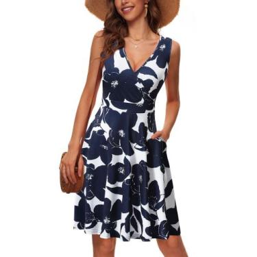 Imagem de Vestido GUBERRY 2025 - Estampa Floral, Sem Mangas e Decote V