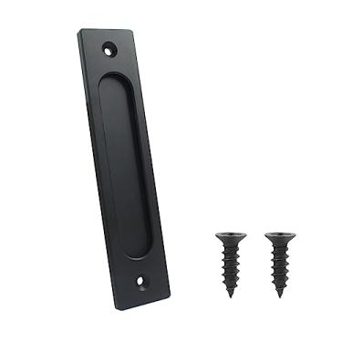 Imagem de Kyuionty Puxador de descarga de 17 cm, puxadores retangulares para porta de celeiro embutidos, puxadores deslizantes para porta de bolso, portões, garagens, galpões (preto fosco)