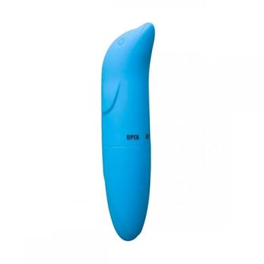 Imagem de Mini Vibrador Golfinho Estimulador, 12 cm, Azul, Material TPE e ABS, Aveludado