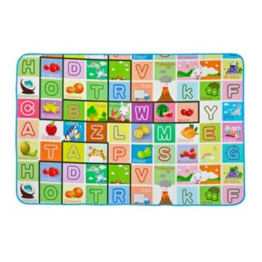 Imagem de Tapete Infantil de Atividades Macio Dupla Face Térmico Dobrável Colorido Estampas Divertidas 180x120 cm (Letras)