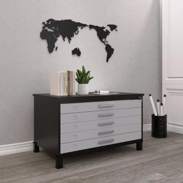 Imagem de Mapoteca Mont 5 Gavetas 71,3cm X 120,4cm Aço Preto/Cinza