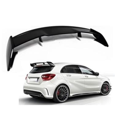 Imagem de Modificação da asa do spoiler traseiro do carro compatível com W176 A45 A200 2013-2019 AMG Spoiler traseiro de teto acessórios de asa parte externa (preto brilhante)