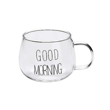 Imagem de Caneca criativa de vidro com capacidade para café e leite com alça de vidro transparente copo de café da manhã canecas de coquetel caneca de café (tamanho: preto)