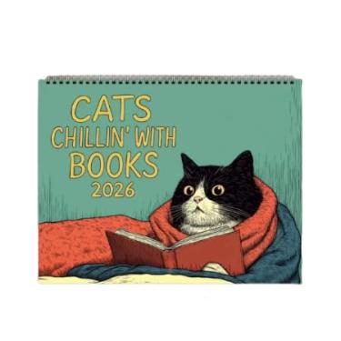 Imagem de Calendário de parede 2026, calendário 2026, novembro de 2025 a dezembro de 2026, calendário de parede gato gatinho, 30,5 x 61 cm aberto, página inteira meses papel grosso e resistente para organização