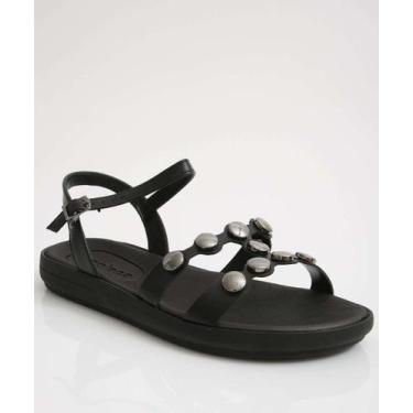 Imagem de Sandália Feminina Rasteira Tachas Moleca-13036, 37, Preto