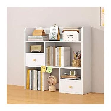 Imagem de Armário de arquivo de madeira organizador de prateleira de mesa escritório dormitório mesa estante de armazenamento rack de exibição, suporte de impressora branco escritório doméstico (L83*D17*H80cm)