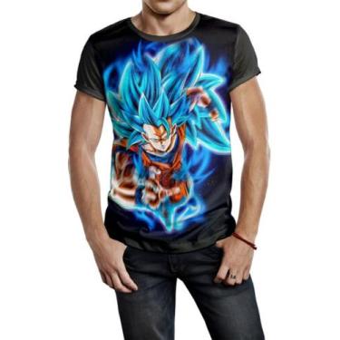 Imagem de Camiseta Masculina Goku Super Saiyajin Blue Ref:825 - Smoke