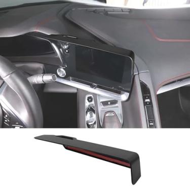 Imagem de Viseira de proteção solar de navegação de carro compatível com Chevrolet Corvette C8 2020-2024, tela de navegação de carro ABS viseira de proteção solar viseira GPS acessórios de proteção solar
