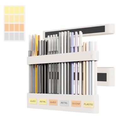 Imagem de Neepanda Suporte de canudo para porta de armário, organizador dispensador de canudo de silicone com design dividido atualizado 2025 com magnético forte e etiquetas para armazenamento de geladeira e