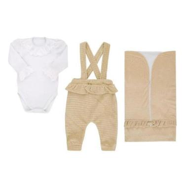 Imagem de Saída Maternidade Plush Luxo Bebê Menina 3 Pçs Paraiso 17747-Feminino