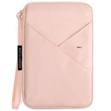Imagem de wigmoa QQ-S Carteira organizadora de documentos e passaportes de viagem, 7 compartimentos para cartão, 3 bolsos para passaporte, suporte para dinheiro e bilhetes., rosa