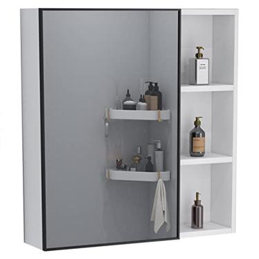Imagem de AKALNNB Armário de remédios, espelho de banheiro, armário de maquiagem de alumínio montado na parede com armário espelho/armário com espelho articulado