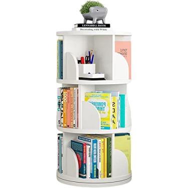 Imagem de AKALNNB Estante giratória, estante criativa com rotação de 360°, estante simples de desmontagem, canto simples para estudantes, para casa, escritório, sala de estar, P