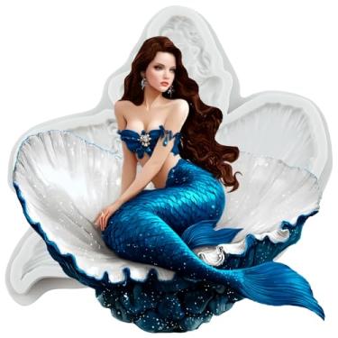 Imagem de MYPRACS Molde de silicone para fondant de sereia para decoração de bolos de açúcar, topo de cupcake, pasta de goma de chocolate, argila de polímero