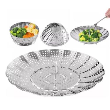 Imagem de Cesta de Cozimento a Vapor Retrátil em Aço Inox – Ideal para Legumes e Verduras