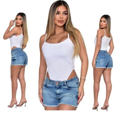 Imagem de Kit Maio Feminino Cavado Body Manga Alcinha Tecido Suplex Moda Praia V