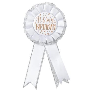 Imagem de Broche de broche It's My Birthday Tecido de cetim Happy Birthday Button Apparel Pin Prêmio Fita Emblema Ideal Decorações de Festa Prêmios Celebrações para Mulheres e Homens Presente de Decoração de