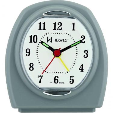 Imagem de Relógio Despertador Quartz Pilha Pequeno Cinza - Cinza