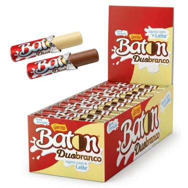Imagem de Chocolate Baton Duo 16g Meio a Meio Branco e Ao Leite Display Caixa 30 Unidades Garoto