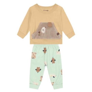 Imagem de Conjunto bebê menino de cachorrinho Brandili Baby, G, Amarelo