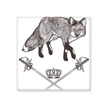 Imagem de Espada de raposa coroa animal estilo barroco azulejo de cerâmica brilhante decalque pedra adornada tijolo vitrificado