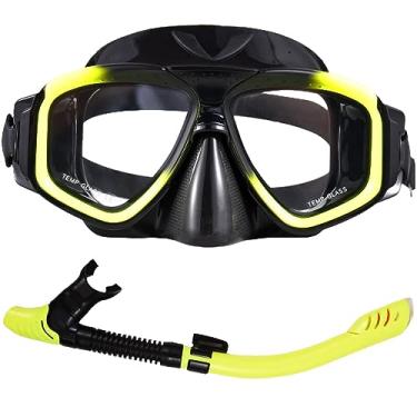 Imagem de Camnoon Conjunto de snorkel para adultos máscara de natação antiembaçante com tubo de snorkel superior seco para mergulho com snorkel