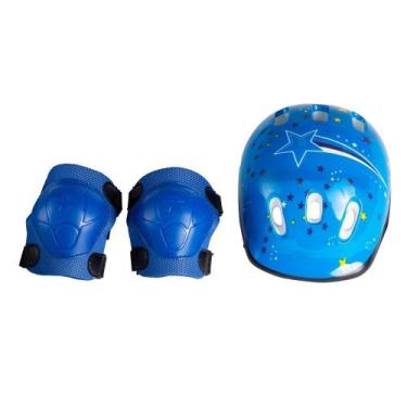 Imagem de Kit Proteção Infantil Com Capacete E Joelheira A61-Az Acte Sports Azul