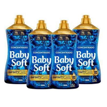 Imagem de Kit 4 Amaciante Concentrado Baby Soft Carinho e Cuidado 1,5l