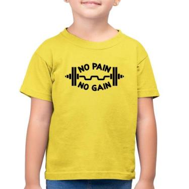 Imagem de Camiseta Algodão Infantil No Pain No Gain - Foca na Moda, Amarelo caná