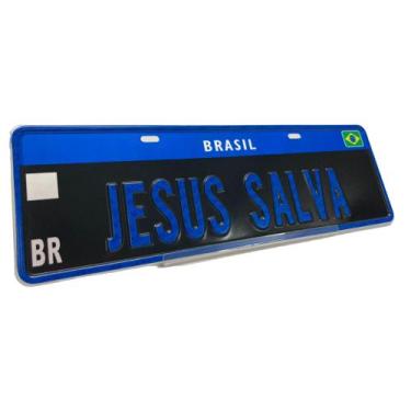 Imagem de Placa Decorativa Jesus Salva Automotiva Alto Relevo Decoração - Decora