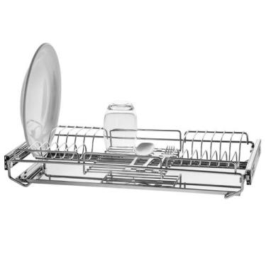 Imagem de Escorredor de Louças Embutido no Armário 57cm 12 Pratos Bandeja Inox C