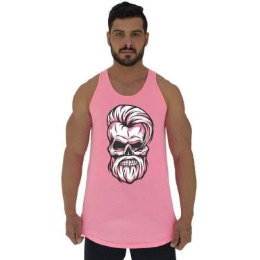 Imagem de Regata Longline Estampada Masculina MXD Conceito Caveira Style, Rosa c