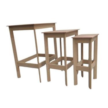 Imagem de Trio de Mesas Festa Quadrado Kit Jogo de Mesa Vazado Decoração Festa C